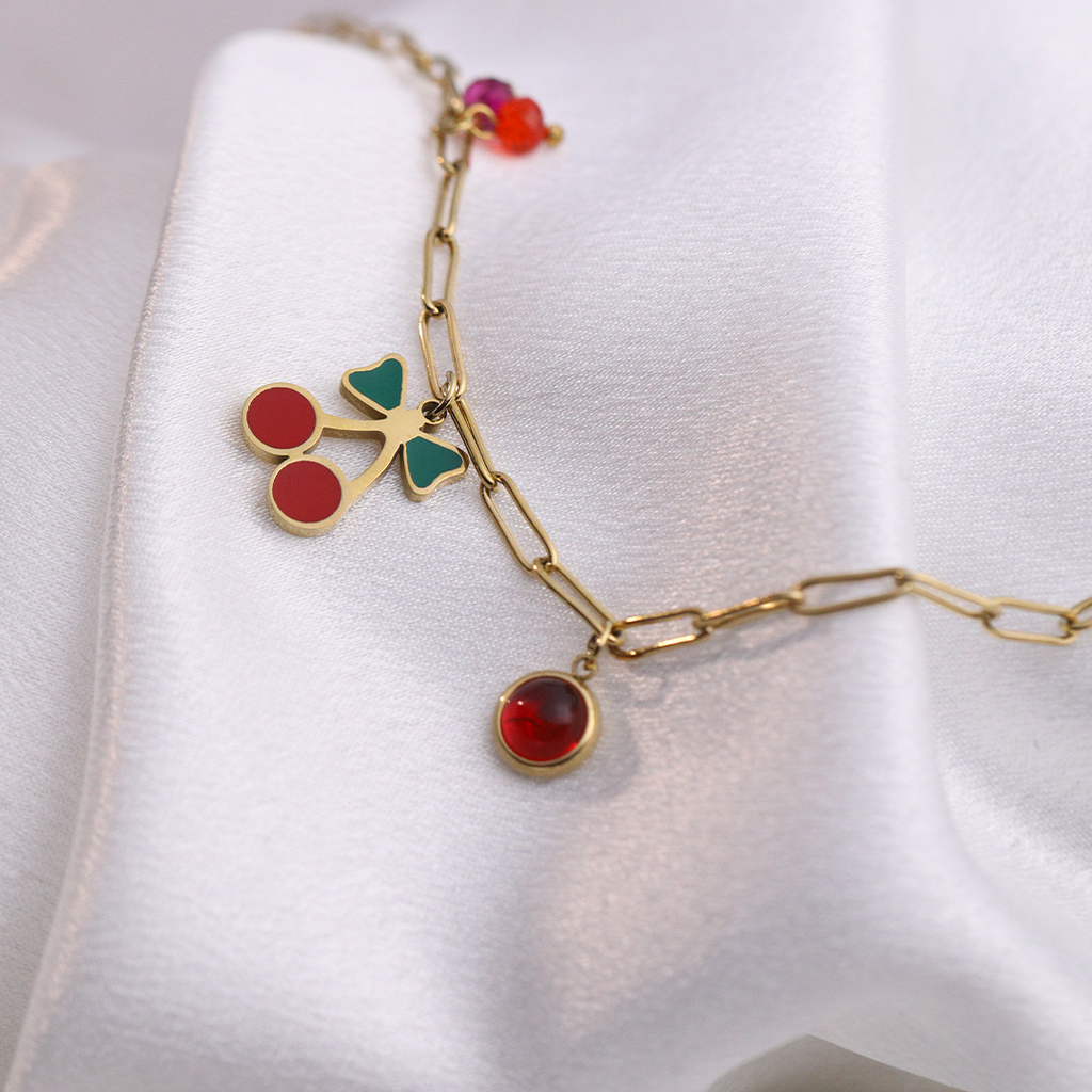 Cherry Bow Bracelet