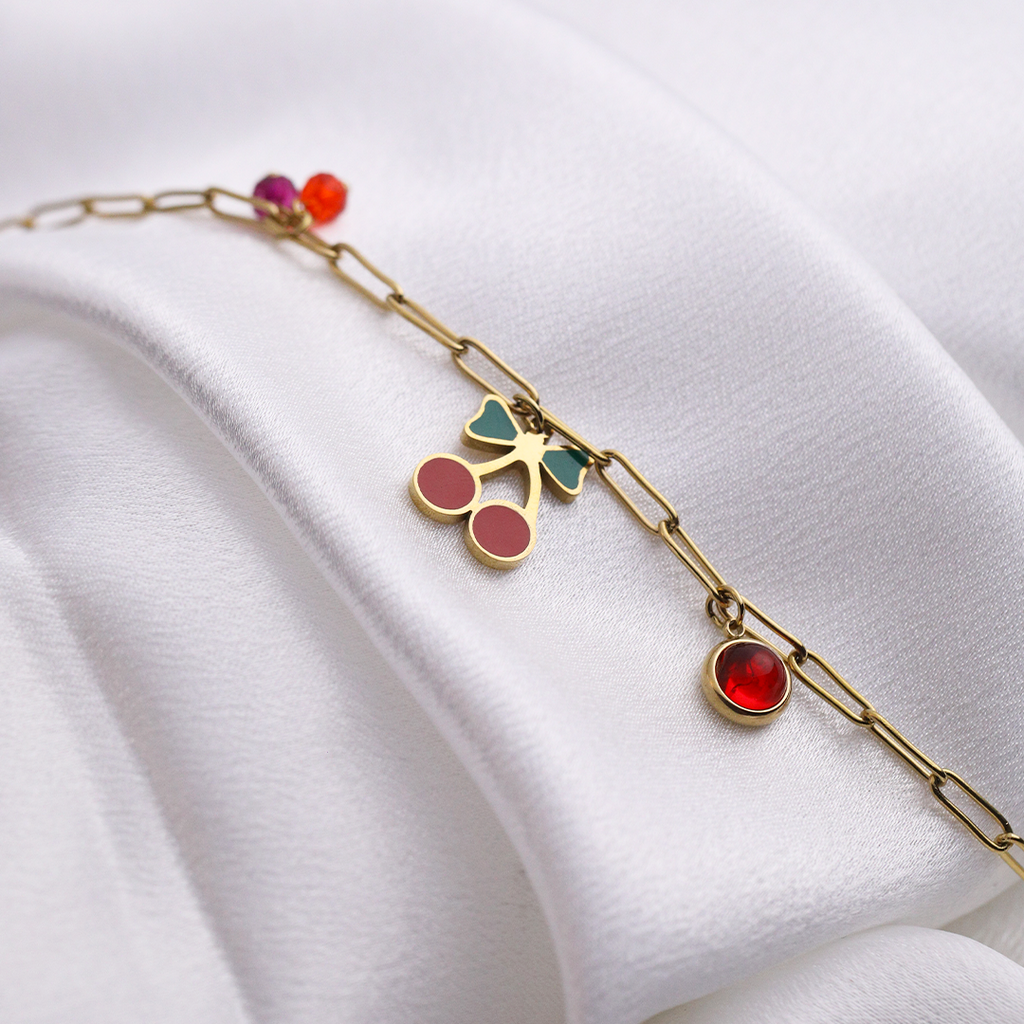 Cherry Bow Bracelet