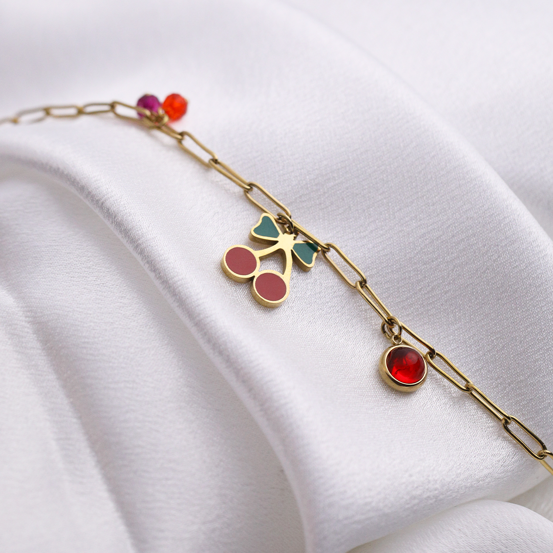 Cherry Bow Bracelet