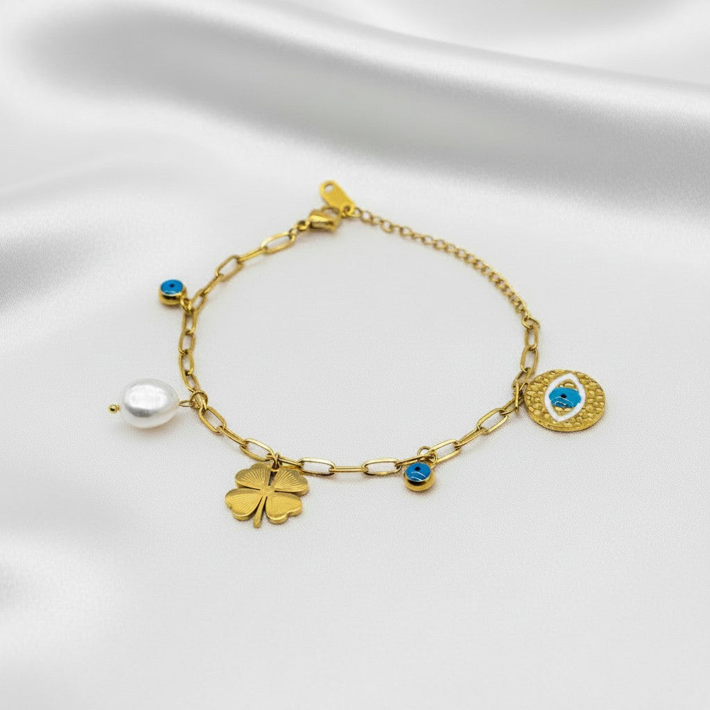 Celeste Evil Eye Pearl Bracelet
