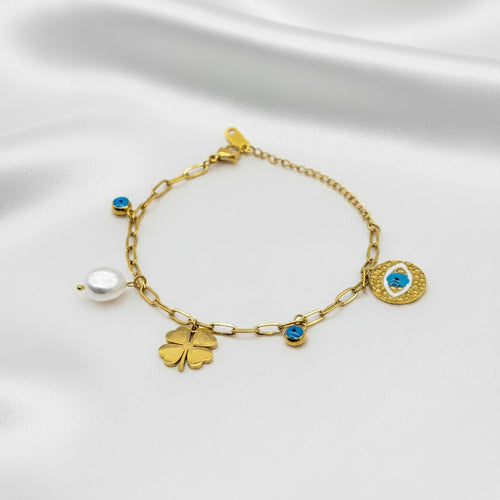 Celeste Evil Eye Pearl Bracelet