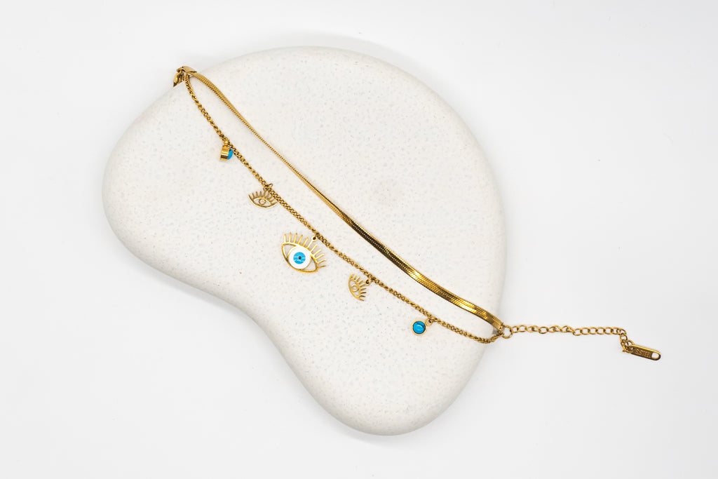 Blue evileye Double Strand chain Bracelet