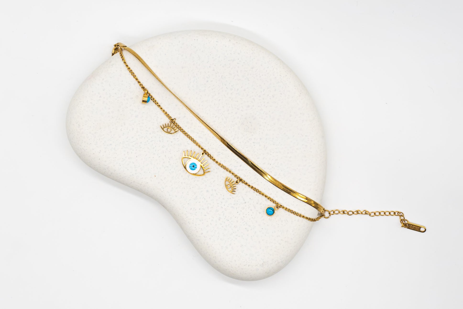 Blue evileye Double Strand chain Bracelet
