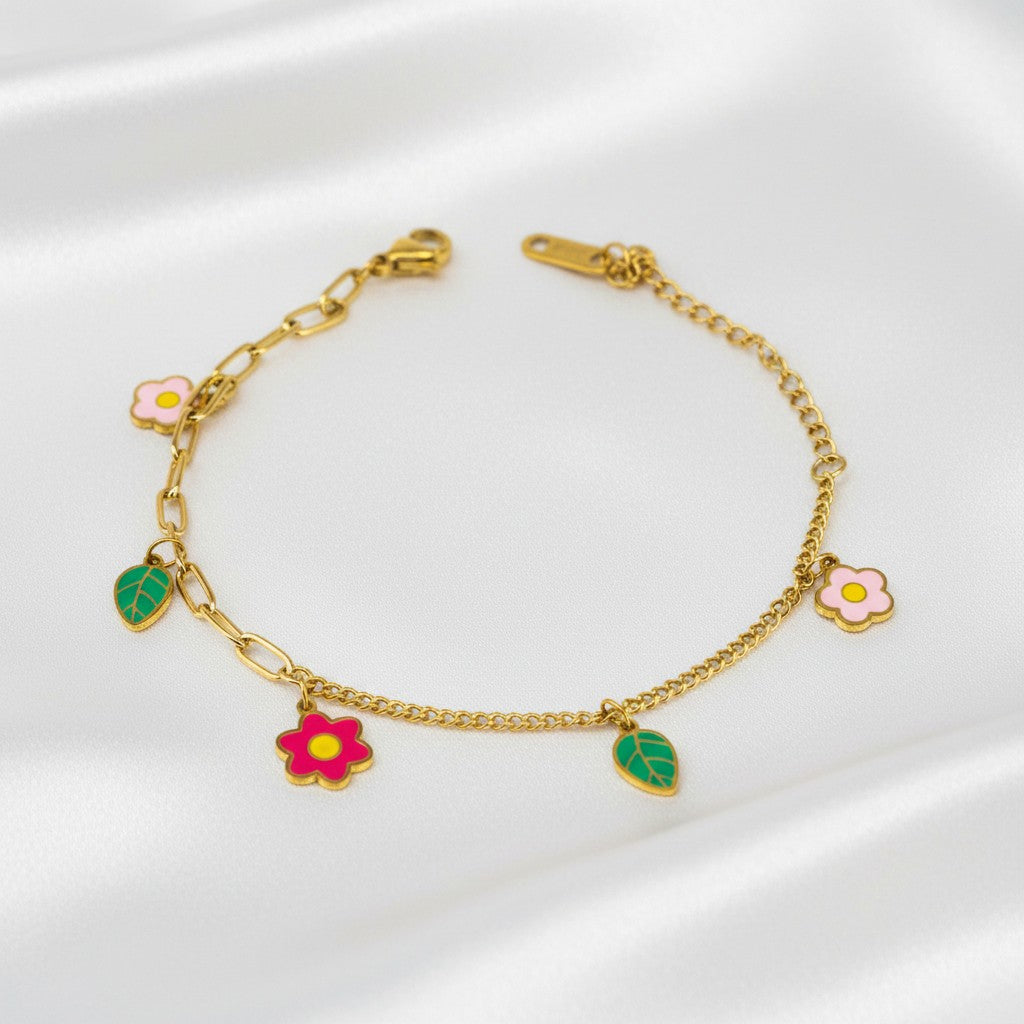 MultiColor Flower Single Strand Bracelet