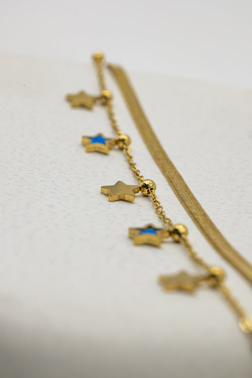 Blue Star Double Strand Bracelet
