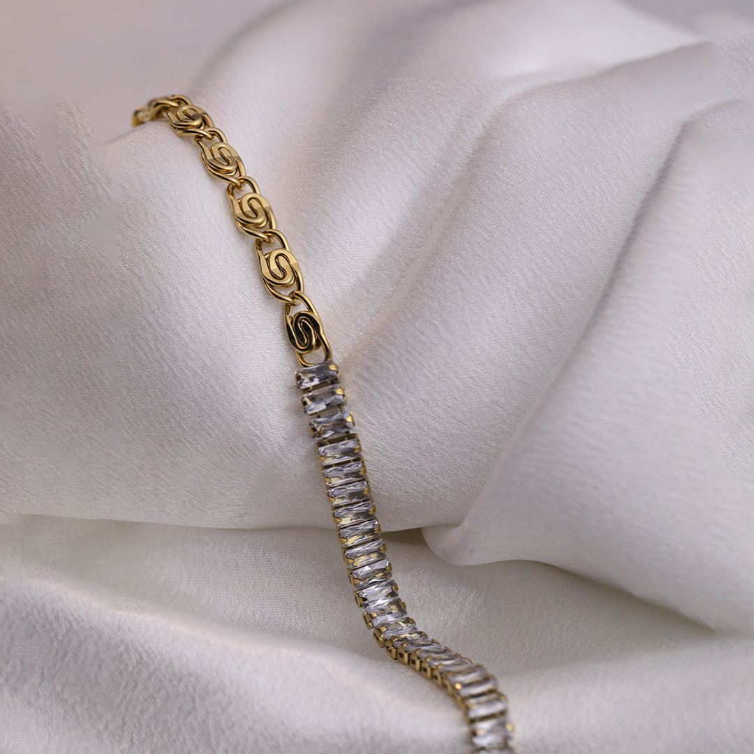 Golden Arc Tennis Bracelet