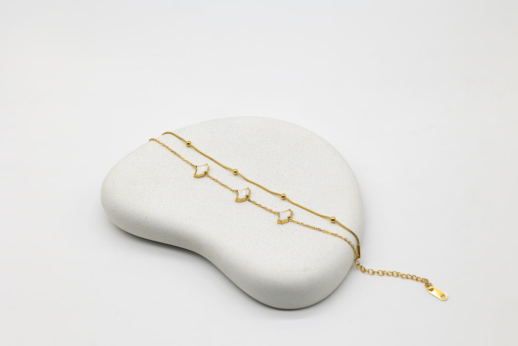 Fan Motif Double Chain Bracelet