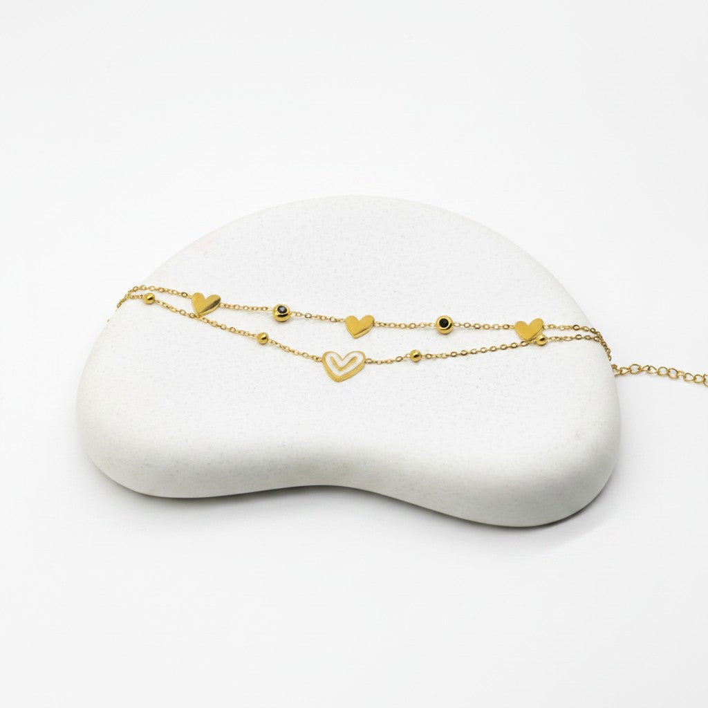 Minimal Heart Double Chain Bracelet
