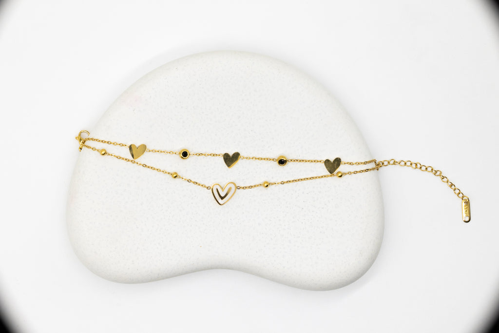 Minimal Heart Double Chain Bracelet