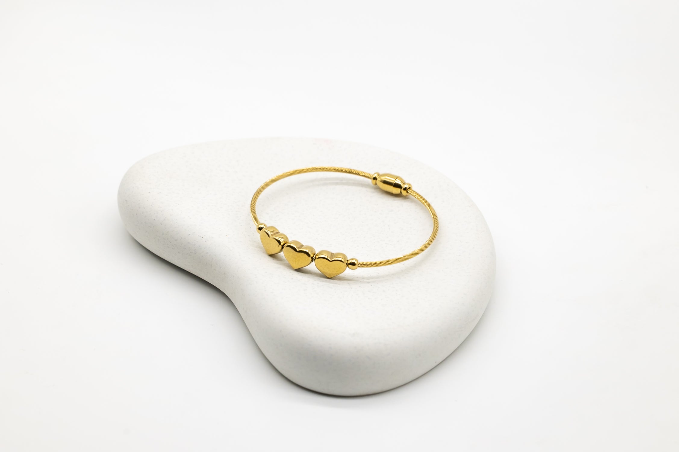 Triple Gold Heart Open Cuff