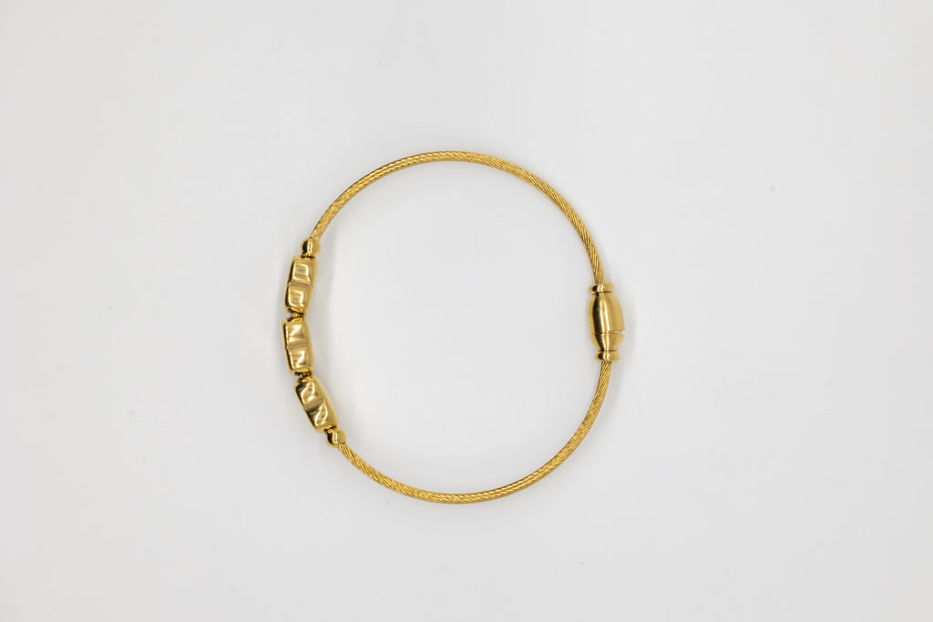 Triple Gold Heart Open Cuff