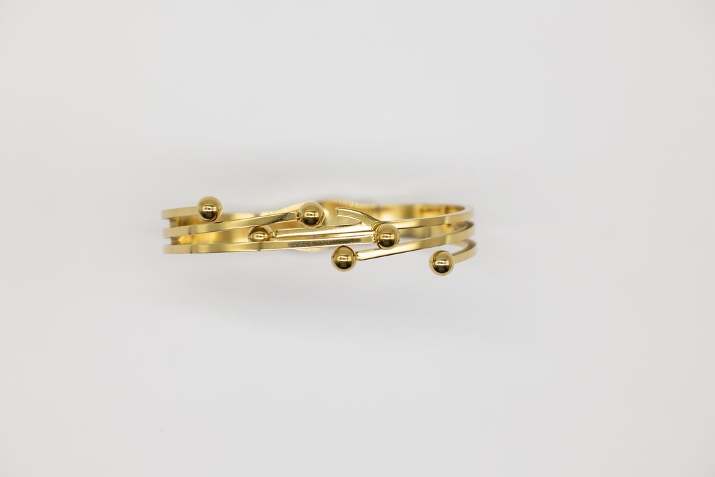 Gold Sphere Open Bracelet
