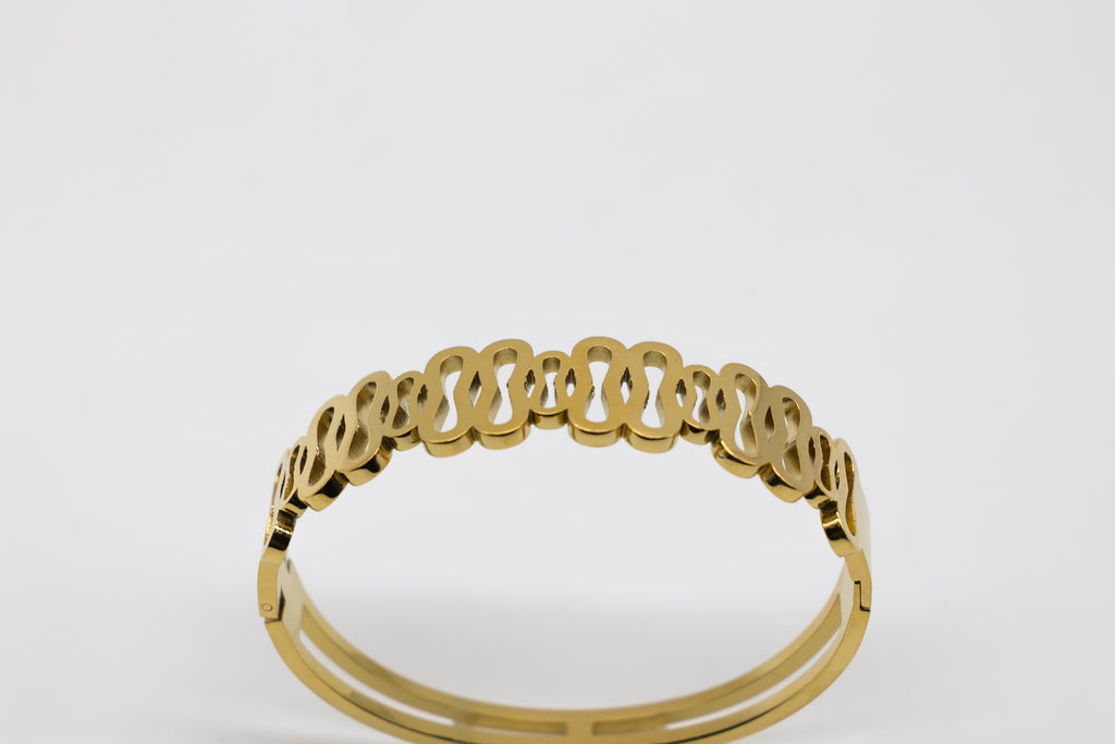 Golden Wave Open Cuff with Ring