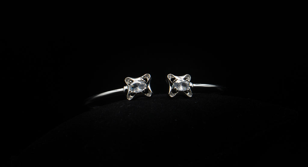 White Duo Stone Open Cuff