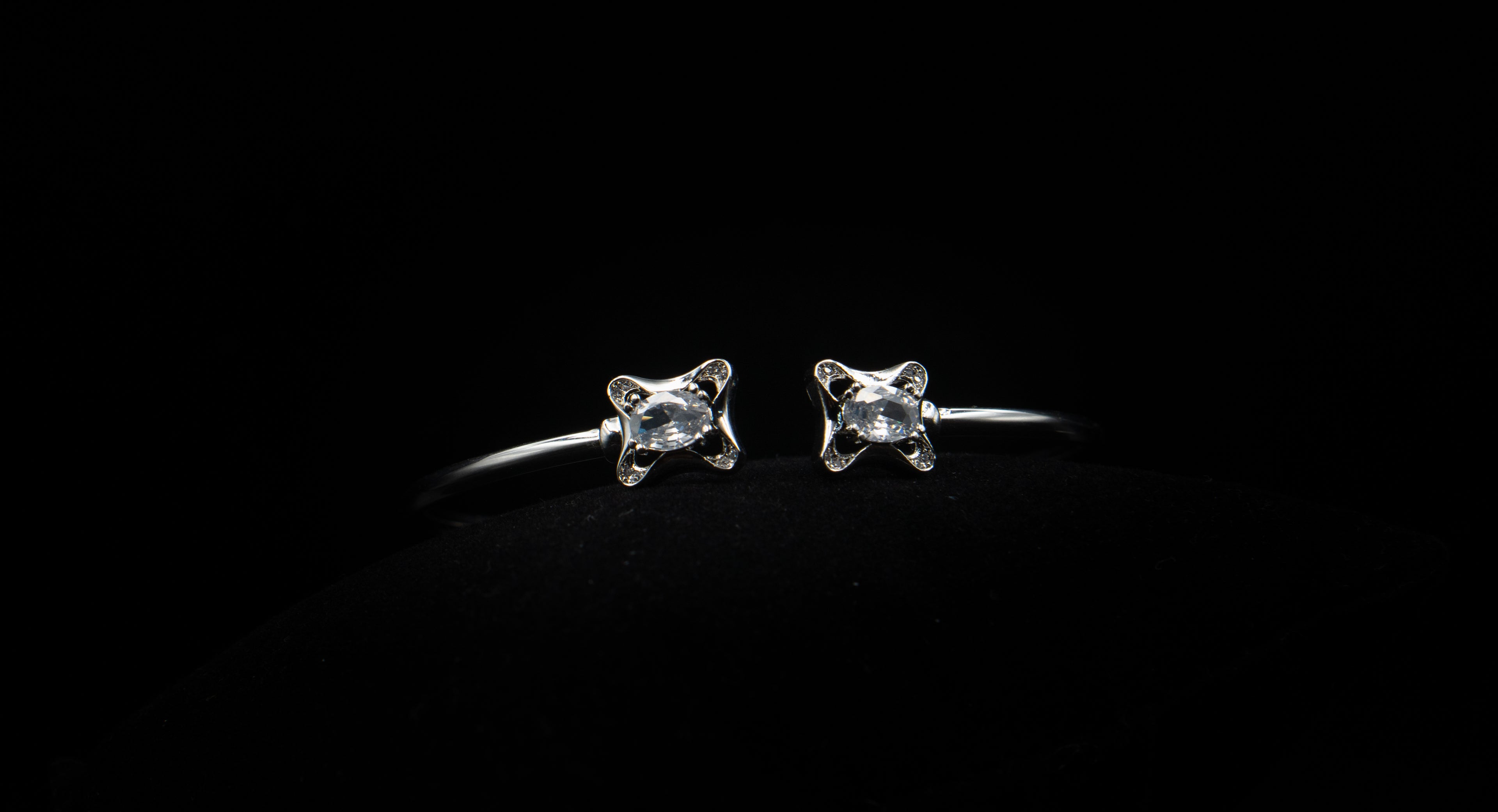 White Duo Stone Open Cuff