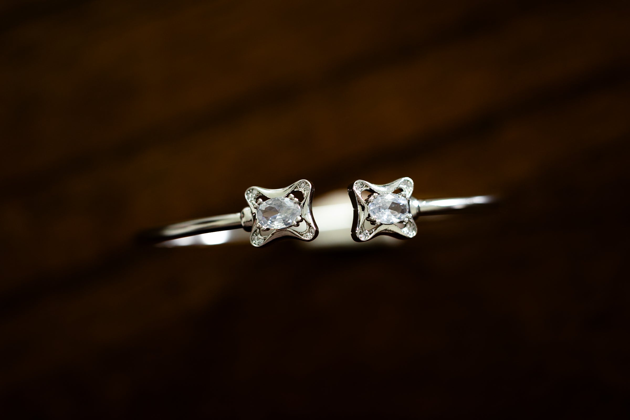 White Duo Stone Open Cuff