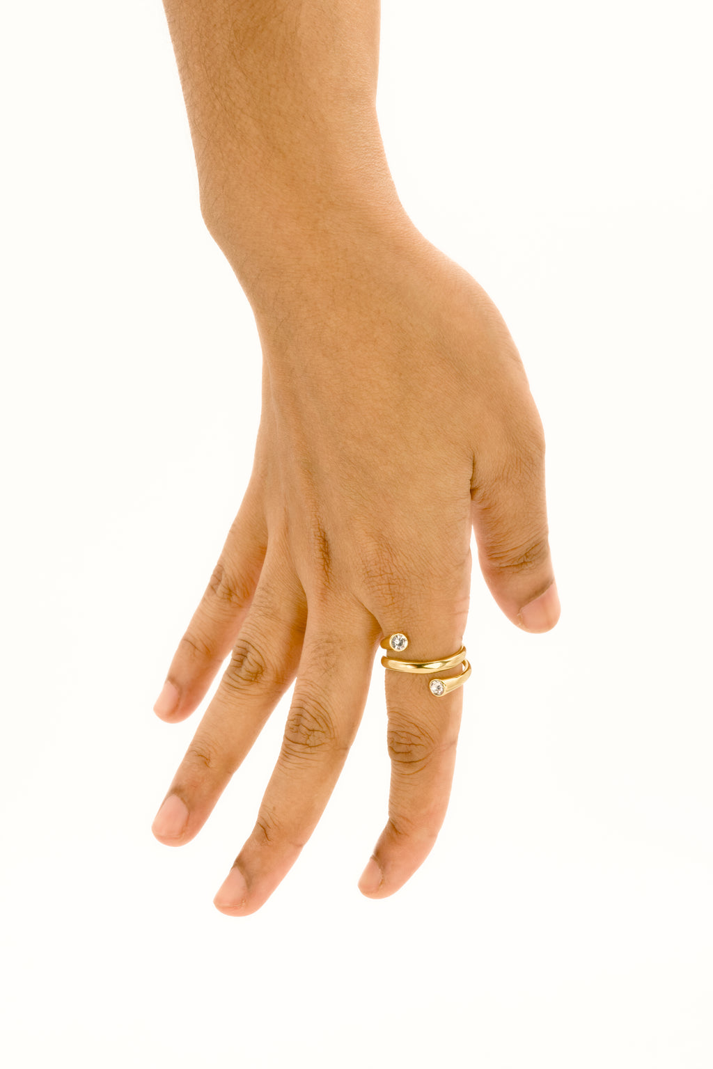 Twin Stone Ring Gold