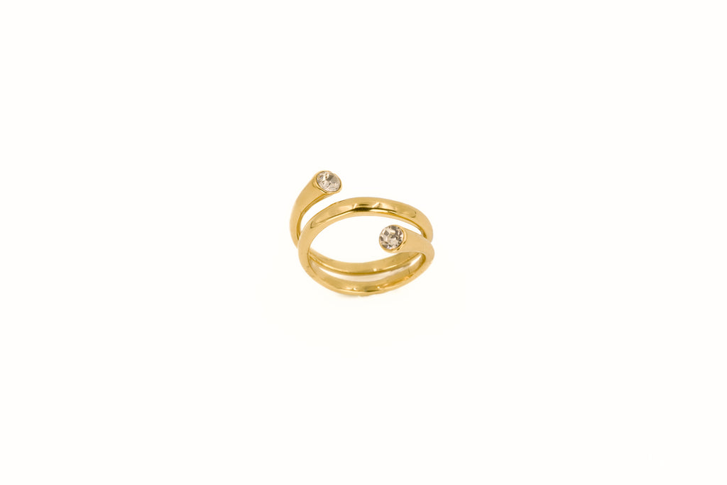Twin Stone Ring Gold