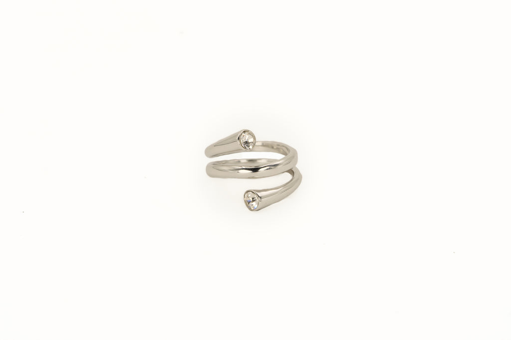 Twin Stone Ring Silver