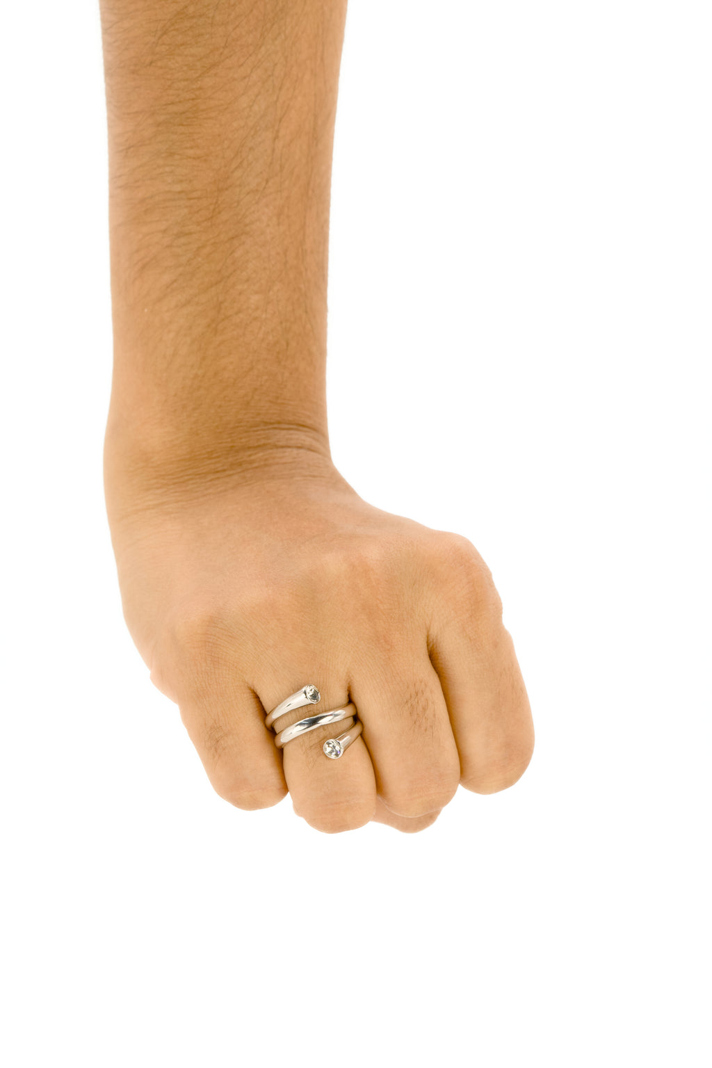 Twin Stone Ring Silver